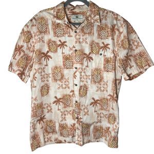Men's Hawaiian Shirt Pineapples and Palm Trees Size L